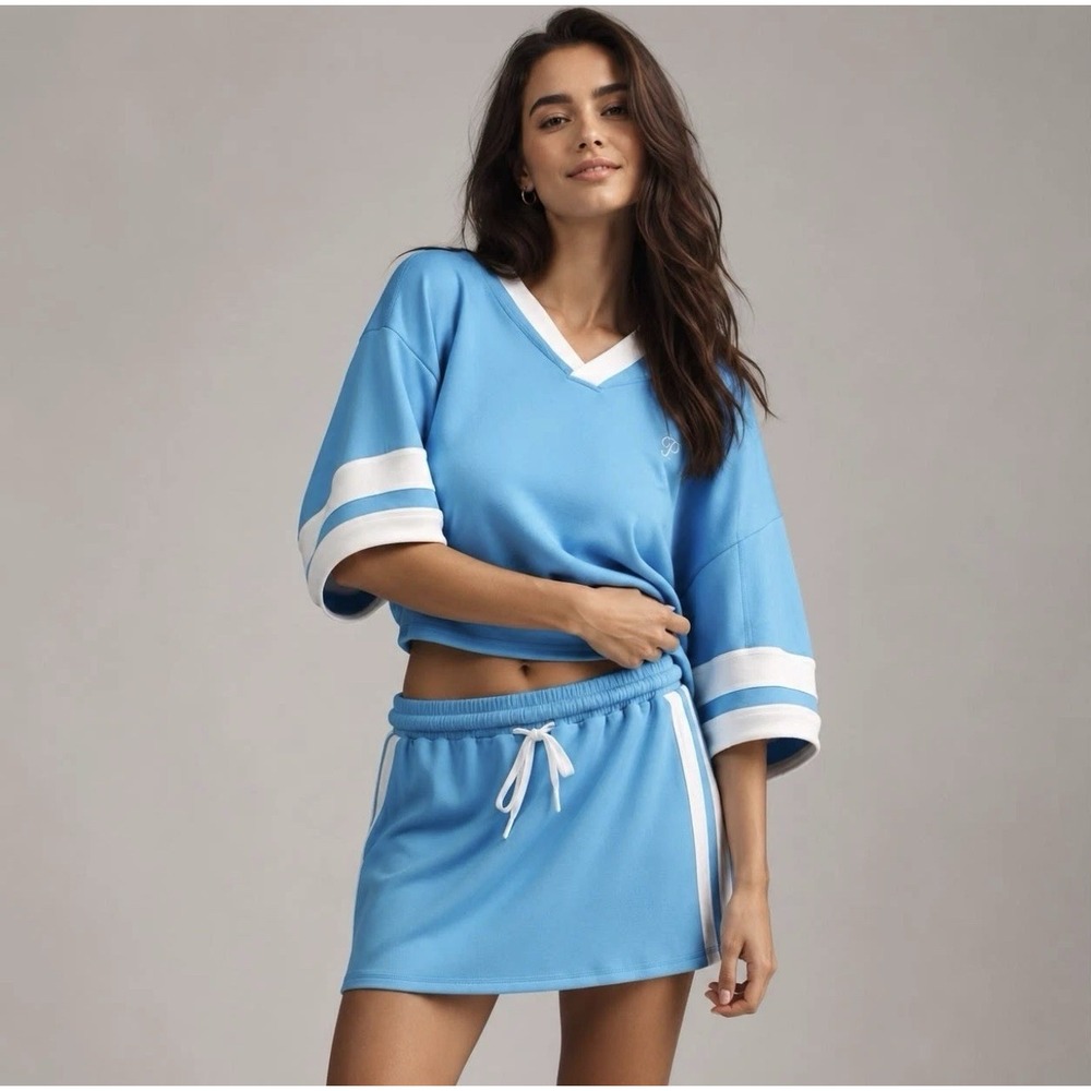 ANTHROPOLOGIE Daily Practice New Women's‎ LARGE Willow Mini Skirt Blue Sporty - Picture 3 of 14